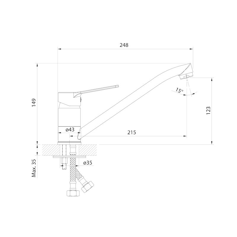 SINTRA stojánková dřezová baterie, chrom SX070