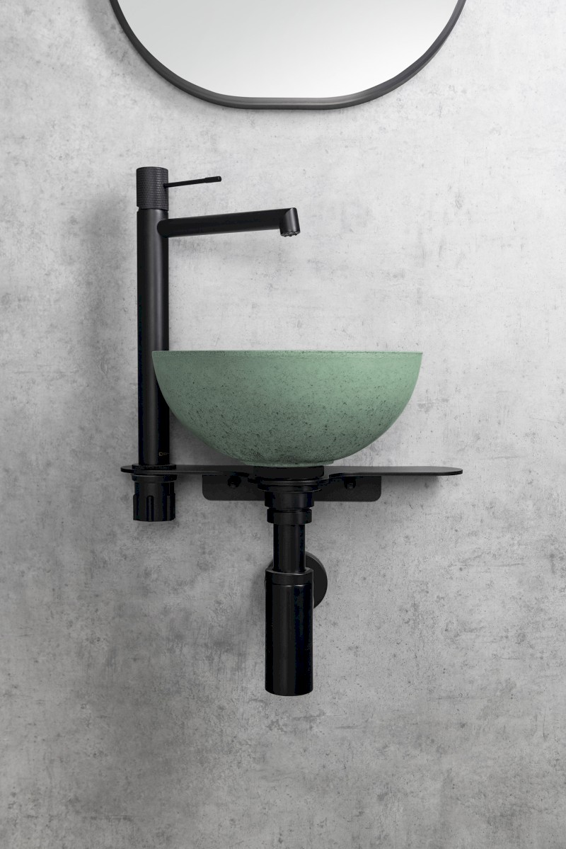 MINOR betonové umývátko na desku, Ø 26cm, zelená mat MR26023