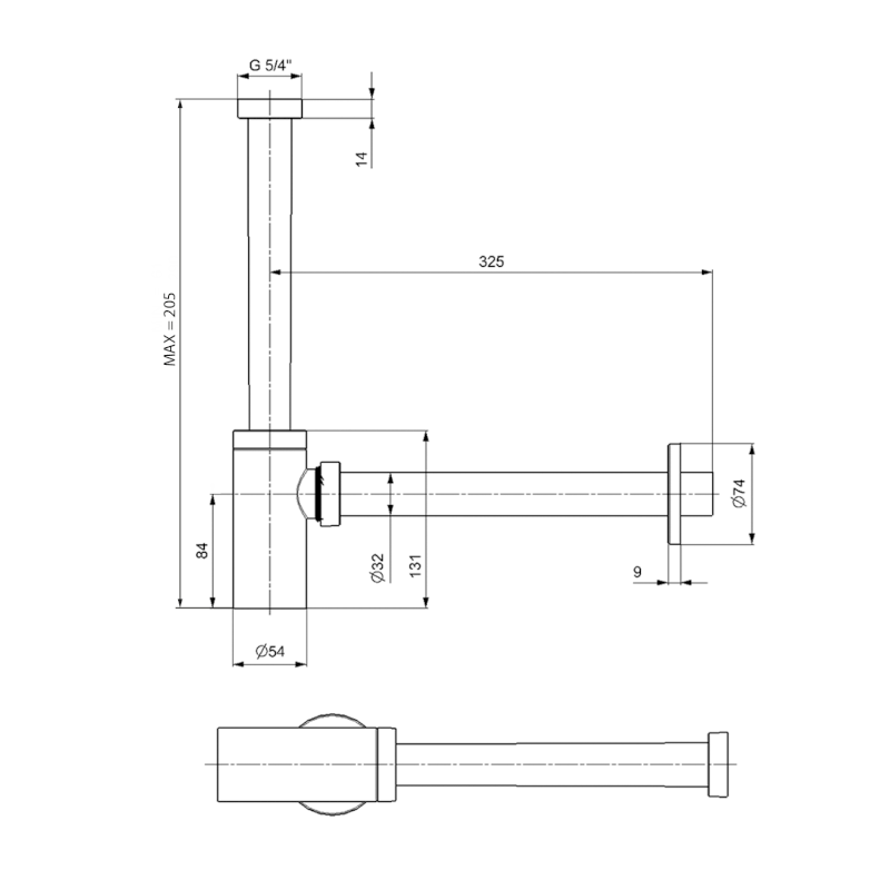 KING umyvadlový sifon 5/4
