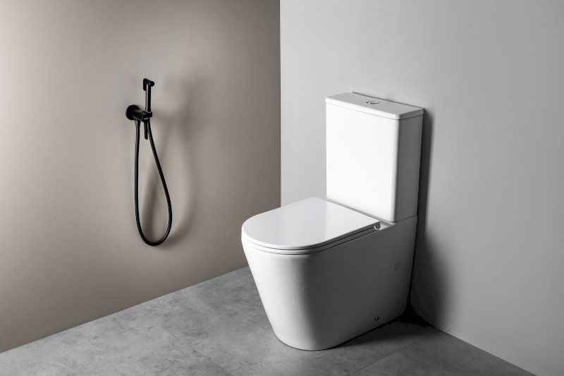 ICONIC podomítková bidetová baterie se Stop sprškou, kulatá, černá mat AF040B