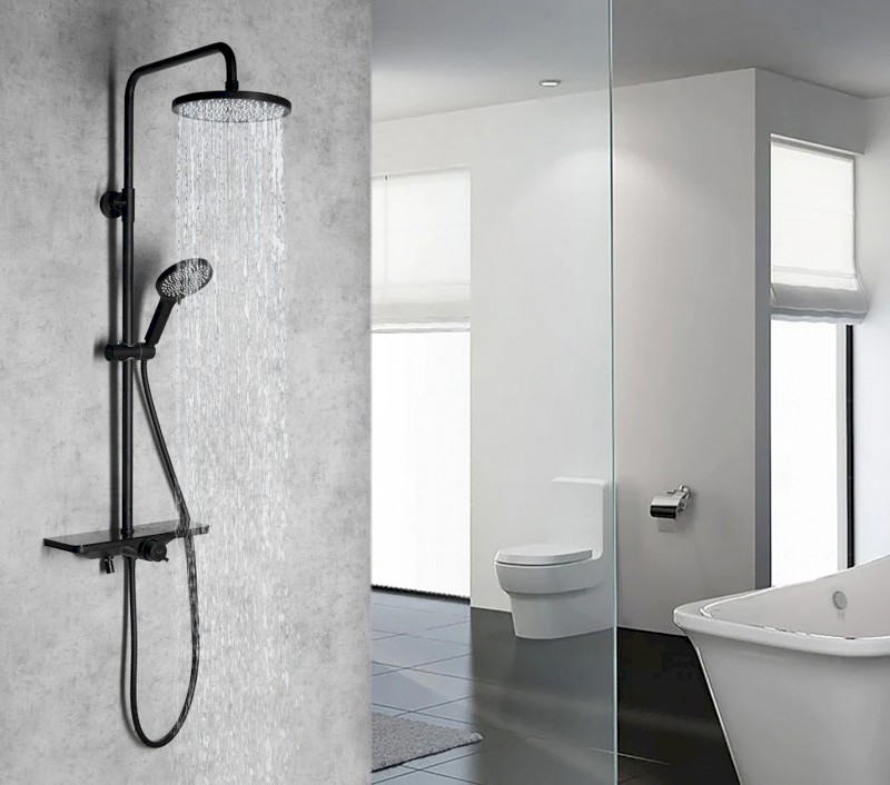 ARONA sprchový sloup s baterií a napouštěním, černá mat SL210B