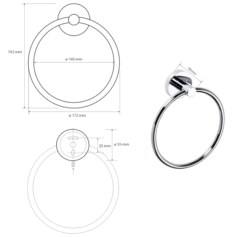X-ROUND E držák ručníků kruh, chrom XR411
