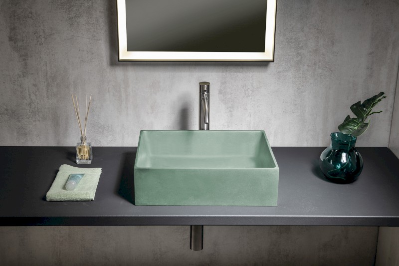 FORMIGO betonové umyvadlo na desku, 47,5x36,5cm, zelená mat FG123