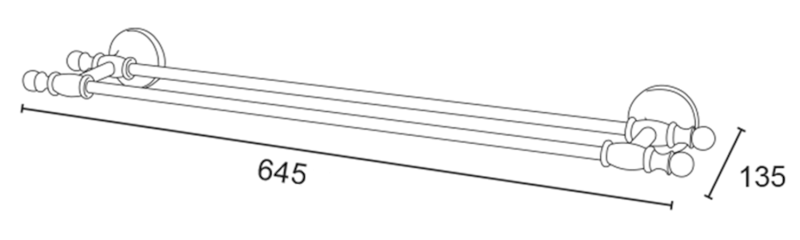 PERLA dvojitý držák ručníků 645mm, zlato PE0125