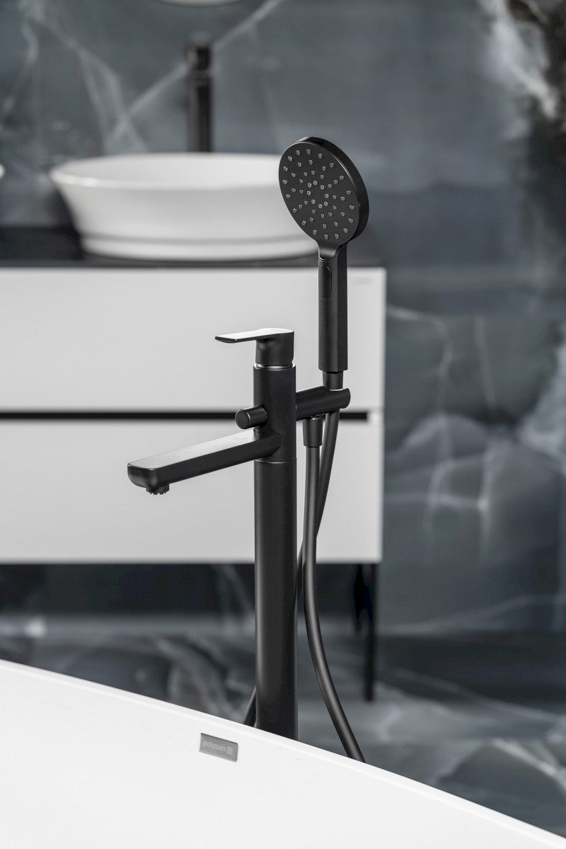 PAX vanová baterie s připojením do podlahy, černá mat XA21/15