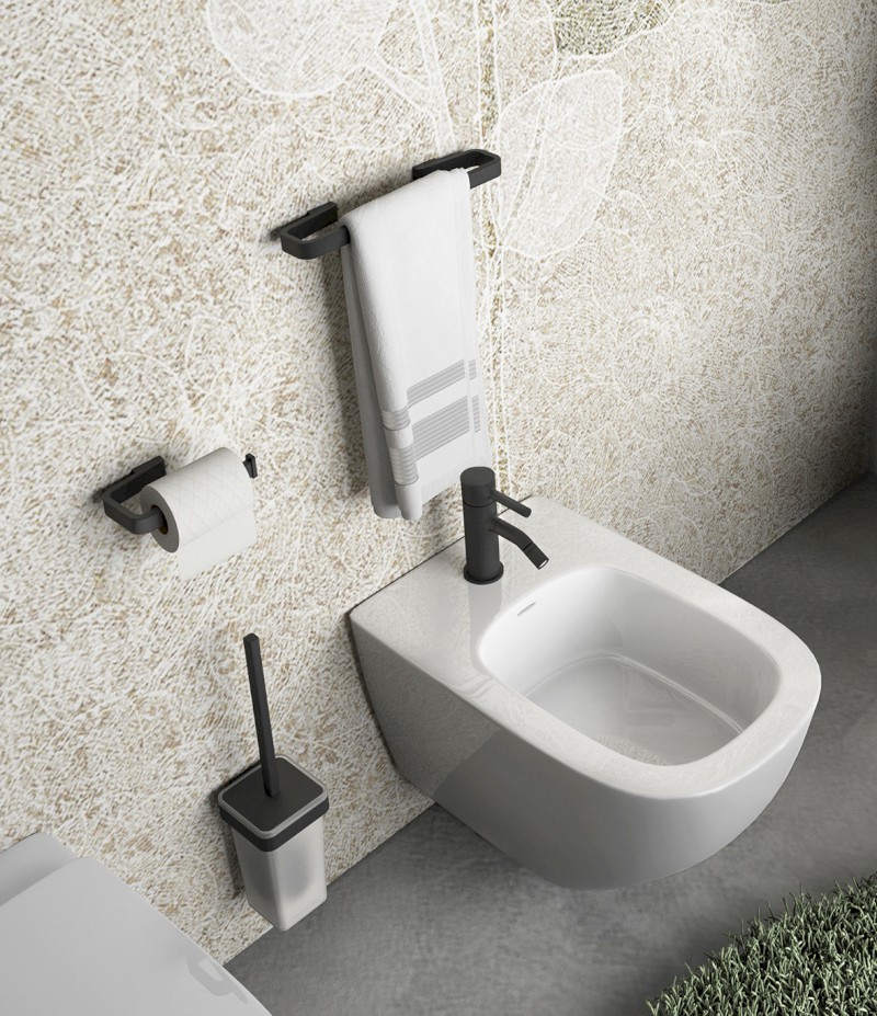 SAMOA WC štětka závěsná, mléčné sklo, černá mat A83314