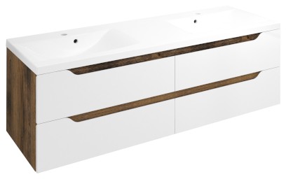 WAVE dvojumyvadlová skříňka 149,7x50x47,8cm, bílá/dub collingwood WA150-3019