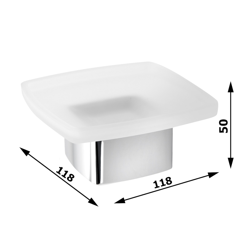 LOUNGE mýdlenka na postavení, mléčné sklo, chrom 545113