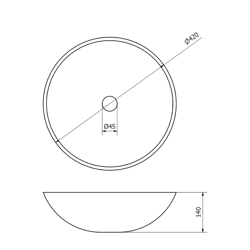 BLOK kamenné umyvadlo na desku Ø 42cm, bílá carrara mat 2401-42