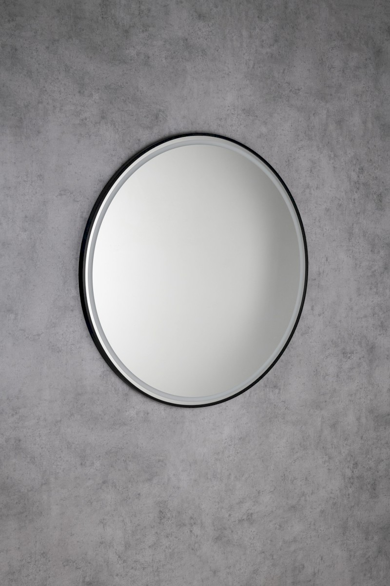 KADRIS kulaté zrcadlo s LED osvětlením ø 80cm, černá mat KD080