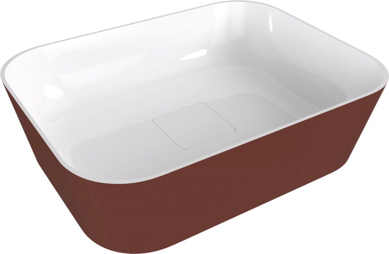 BANERA SQUARE umyvadlo na desku, litý mramor, 50x36cm, bílá/hnědá mat 14596.72