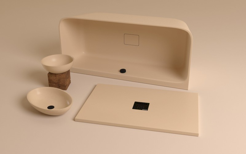 FLEXIA vanička z litého mramoru s možností úpravy rozměru, 90x90cm, béžová mat 71546.81