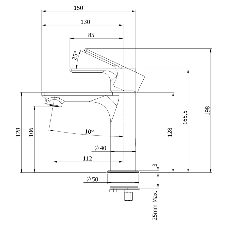 PAX stojánková umyvadlová baterie, černá mat XA02/15