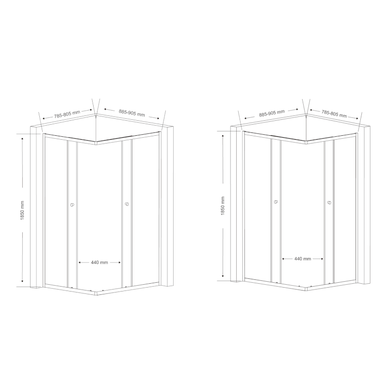 AGGA obdélníková sprchová zástěna 900x800mm, čiré sklo HLF809Y