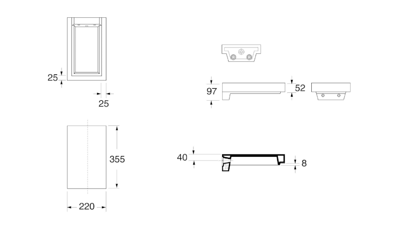 INKA odkladná keramická deska 22x35,5cm, bílá 341601