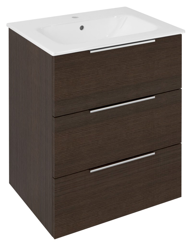 CIRASA umyvadlová skříňka 59,2x75x46cm, 3x zásuvka, borovice rustik CR631-1616