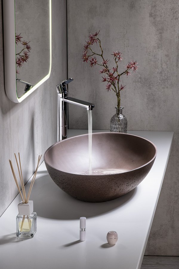 FORMIGO betonové umyvadlo na desku, 60x40cm, tmavě hnědá mat FG215