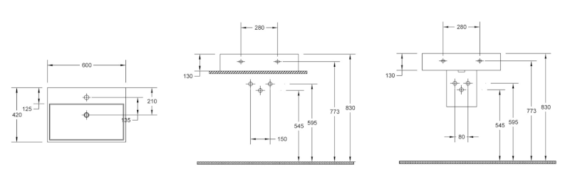 PURITY keramické umyvadlo 60x42cm, bílá 10PL50060
