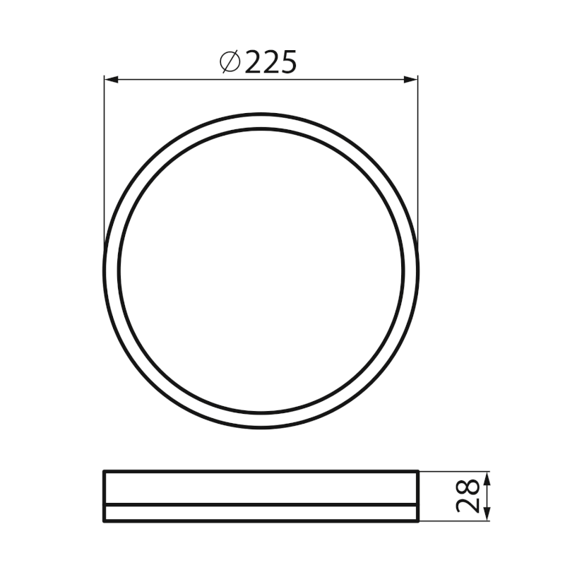 AZPO stropní LED svítidlo, ø 225mm, 11,8W, 3000/4000/6000K, IP54, černá mat 31513