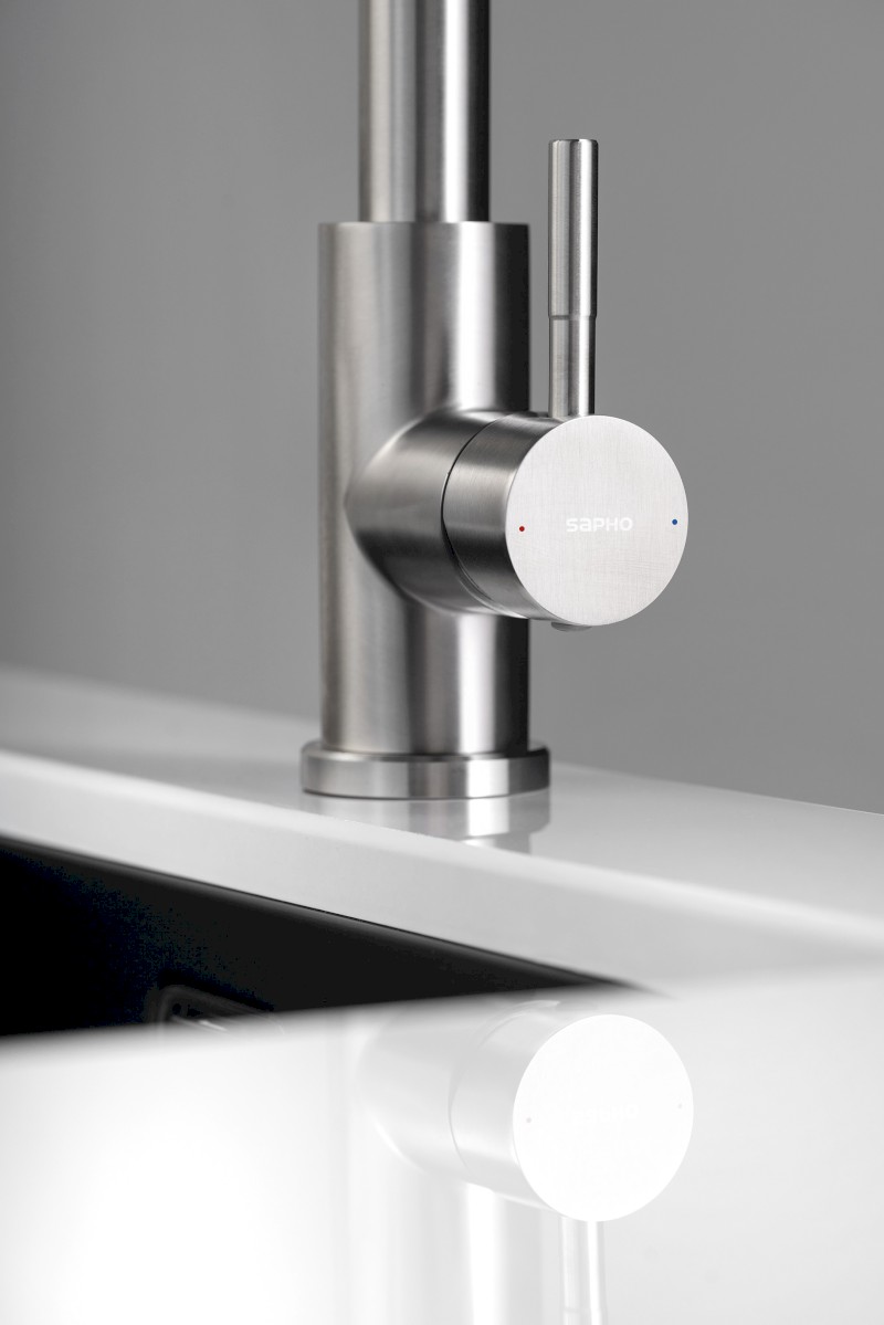 MIKELA stojánková dřezová baterie s výsuvnou sprškou, nikl 1106-30NK