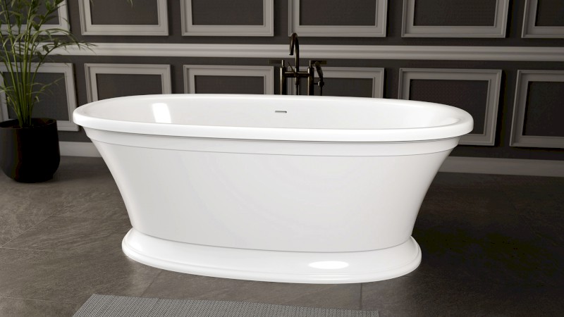 VELIA volně stojící vana litý mramor 167x83x62,5cm, bílá 92230