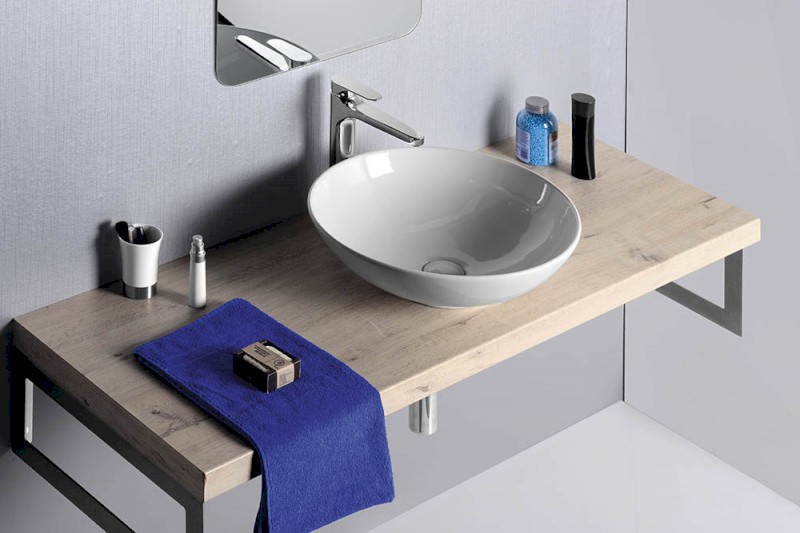 DIMP keramické umyvadlo na desku, Ø 46cm, bílá WH060