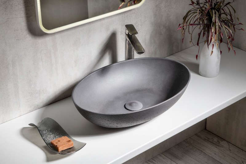 FORMIGO betonové umyvadlo na desku, 60x40cm, antracit mat FG216