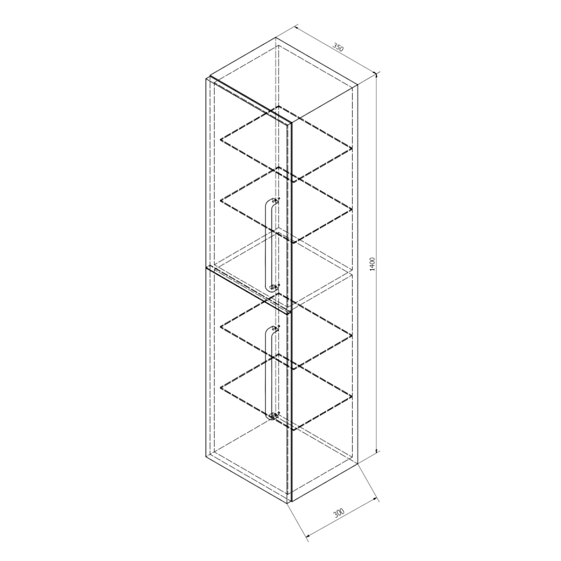 THEIA skříňka vysoká 35x138x30cm, 2x dvířka, levá/pravá, bílá TH350-3030