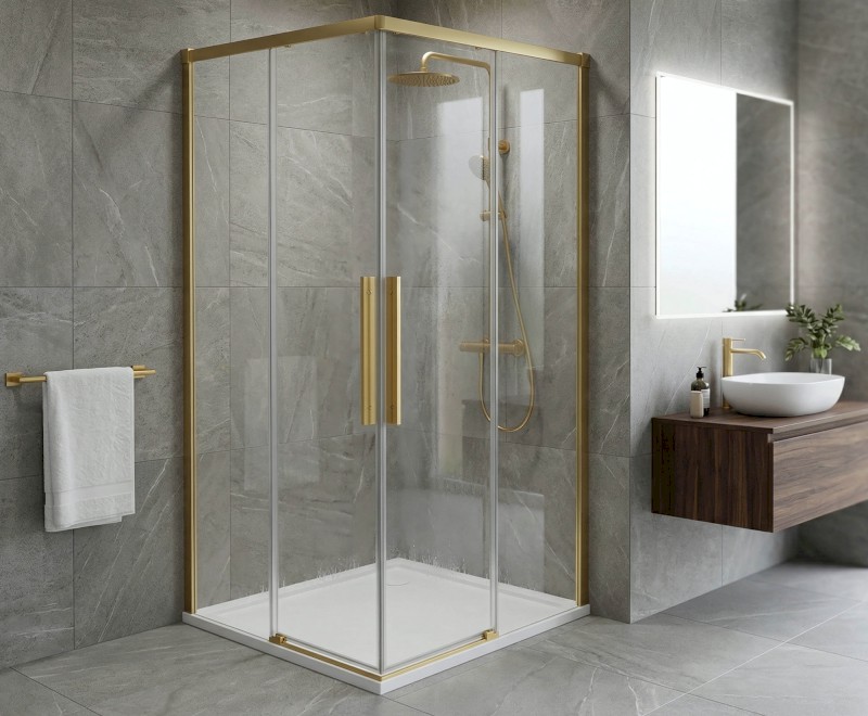 LUXOR GOLD MATT sprchové dveře pro rohový vstup 900mm, čiré sklo GU2190G