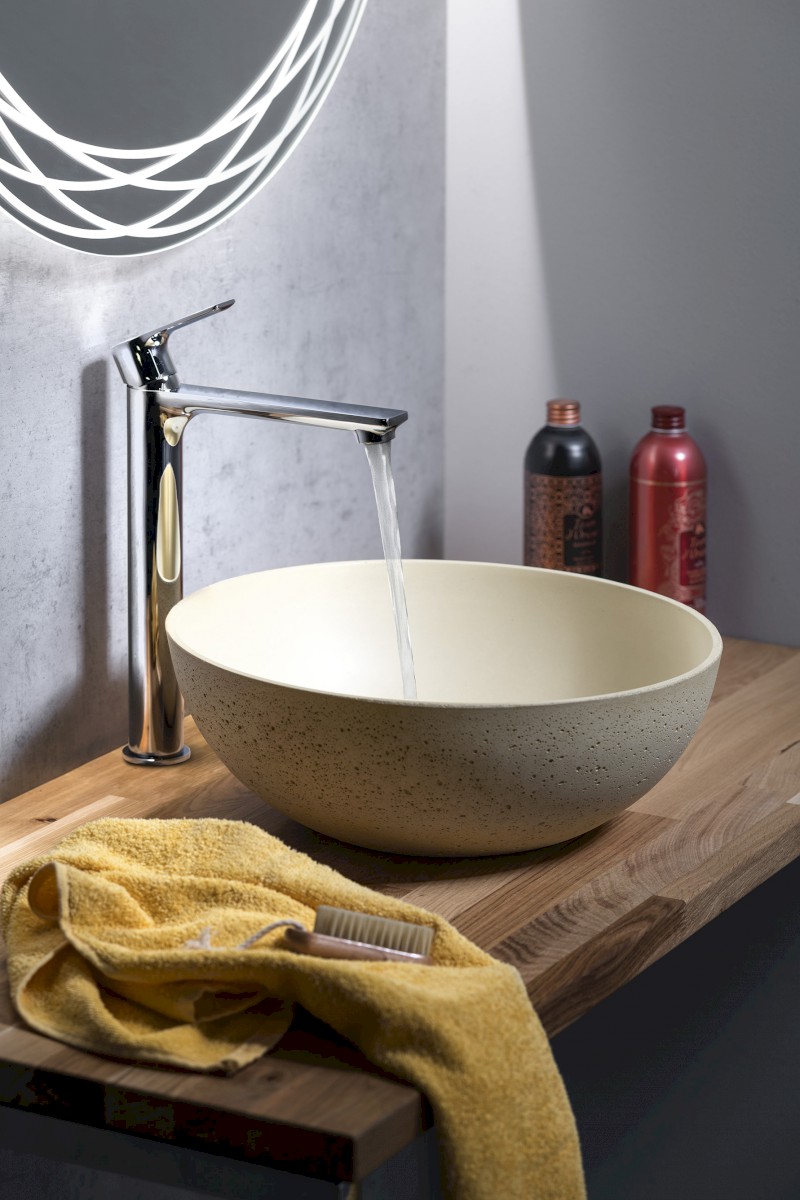 FORMIGO betonové umyvadlo na desku, Ø 39cm, žlutá mat FG322