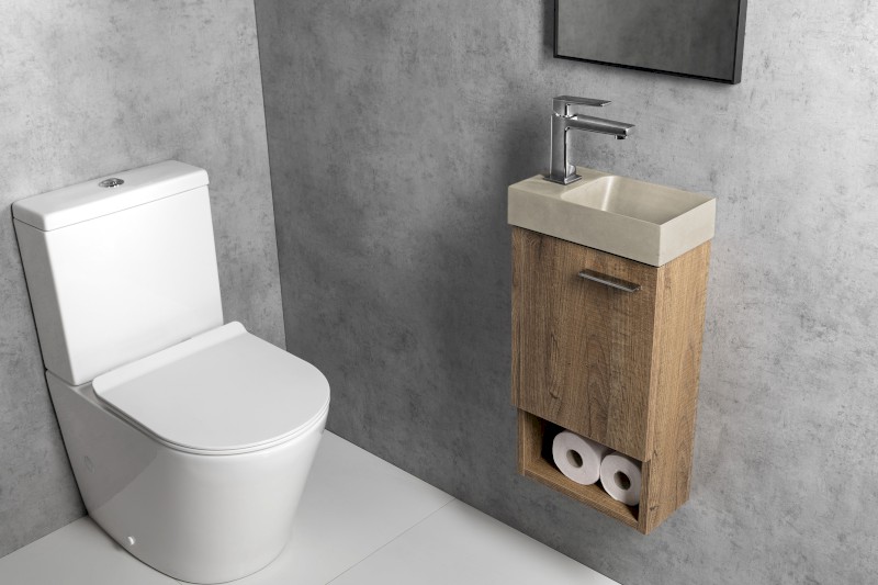 PICCOLINO betonové umývátko 30,8x17cm, baterie vlevo, písková mat PK30014