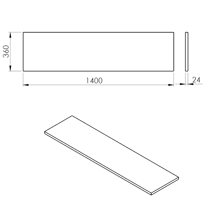 PLATO deska Rockstone 1400x24x360mm, bílá mat PL146-0101