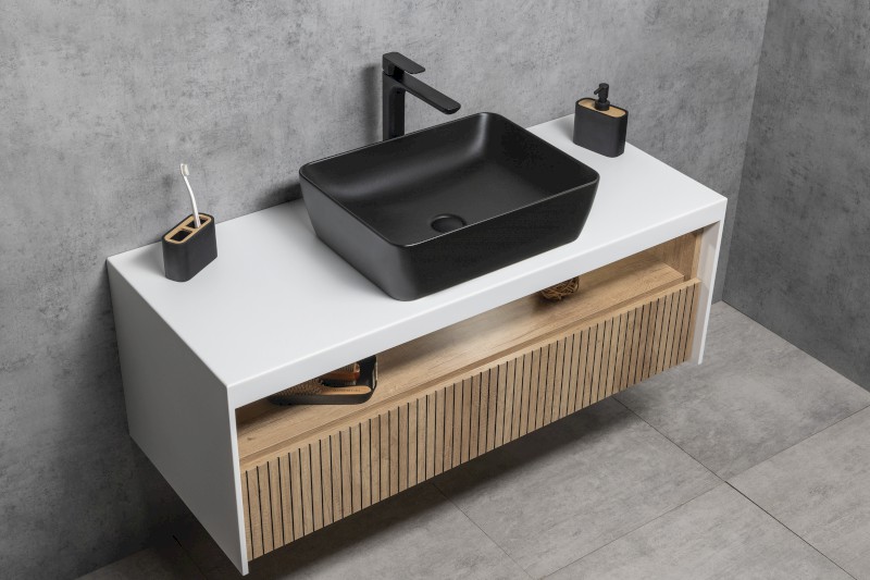 SPY stojánková umyvadlová baterie vysoká, prodloužená hubice, černá mat PY07/15