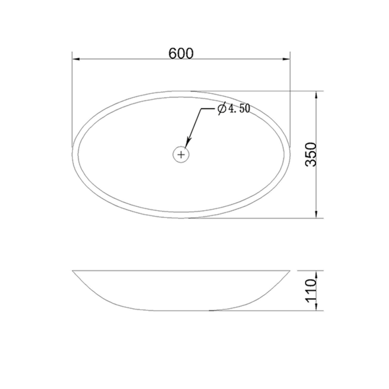 BLOK kamenné umyvadlo na desku, 60x35cm, matný černý Marquin 2401-40