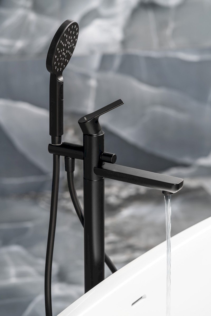 PAX vanová baterie s připojením do podlahy, černá mat XA21/15