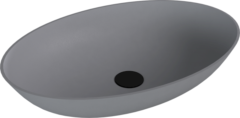 BANERA OVAL umyvadlo na desku, litý mramor, 60x40cm, šedá mat 14397.31