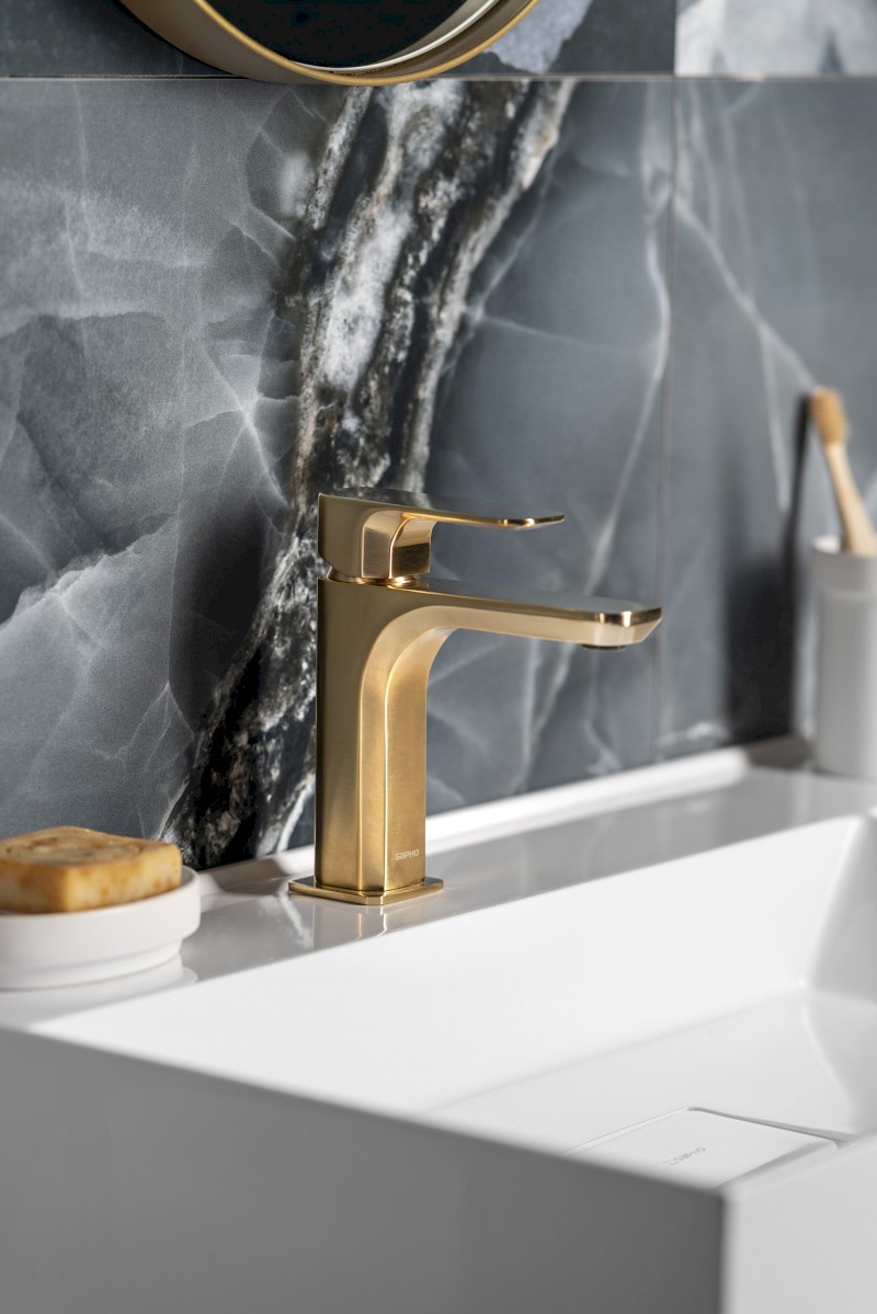 SPY stojánková umyvadlová baterie, zlato mat PY02/19