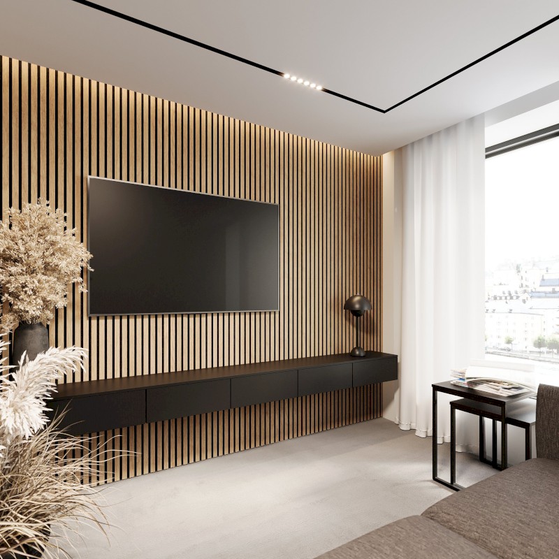 DELUXE akustický panel 2400x520x18mm, dub/černá 54-240-11-86-12