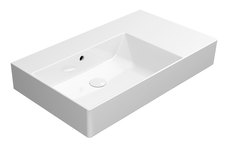 KUBE X keramické umyvadlo 80x47cm, s odkládací plochou vpravo, bez otvoru, bílá ExtraGlaze 9456011