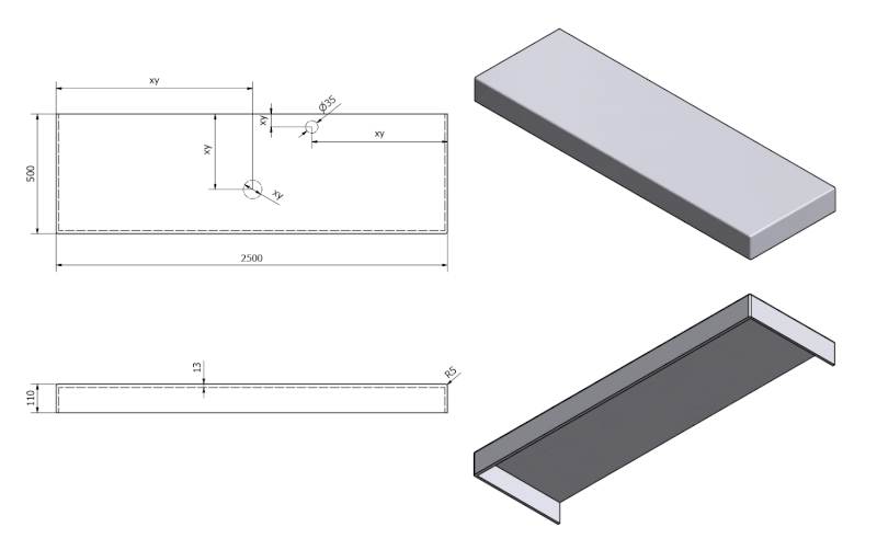 TAILOR rockstone deska 250x50 cm, provedení límce C TR250C