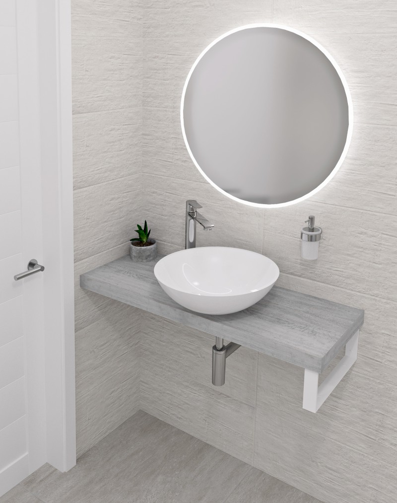 AVICE deska pod umyvadlo 60x36cm, tl.5cm, dub starobílý AV0665