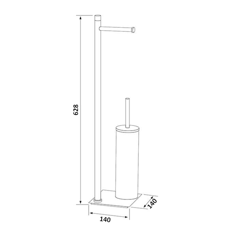 TRILLY stojan s držákem na toaletní papír a WC štětkou, hranatý, bílá mat TR3222