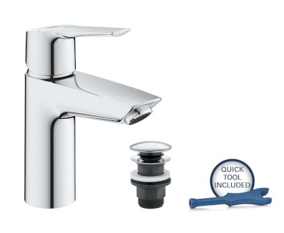 QuickFix Start Umyvadlová baterie s výpustí Push-Open, studený start, chrom GROHE 23551002
