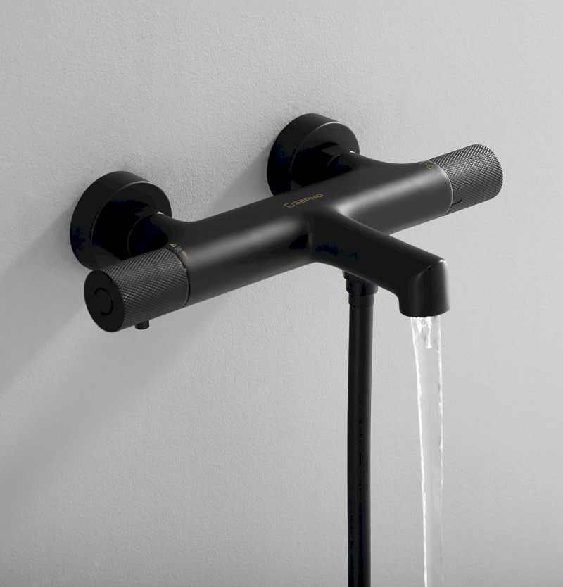 SOLARIS nástěnná vanová termostatická baterie, černá mat WD010B