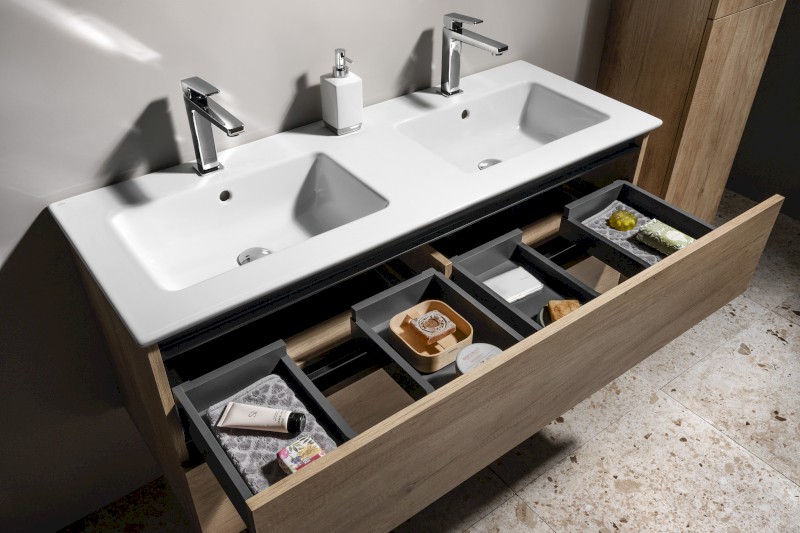 EZARA dvojumyvadlová skříňka 120x55x46cm, dub alabama EZ121-2222