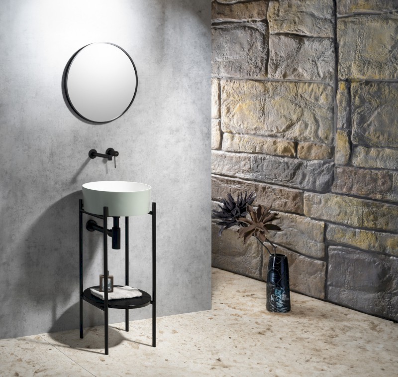 THIN umyvadlo na desku, Rockstone, Ø 38 cm, verde/bílá mat WN548-44