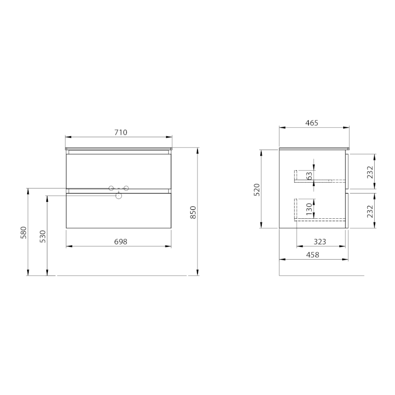 EZARA umyvadlová skříňka 69,8x52x46cm, dub alabama EZ701-2222