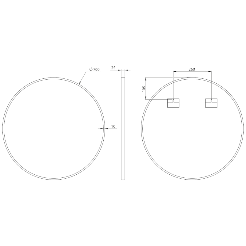 AROWANA kulaté zrcadlo v rámu ø 70cm, černá mat AWB070