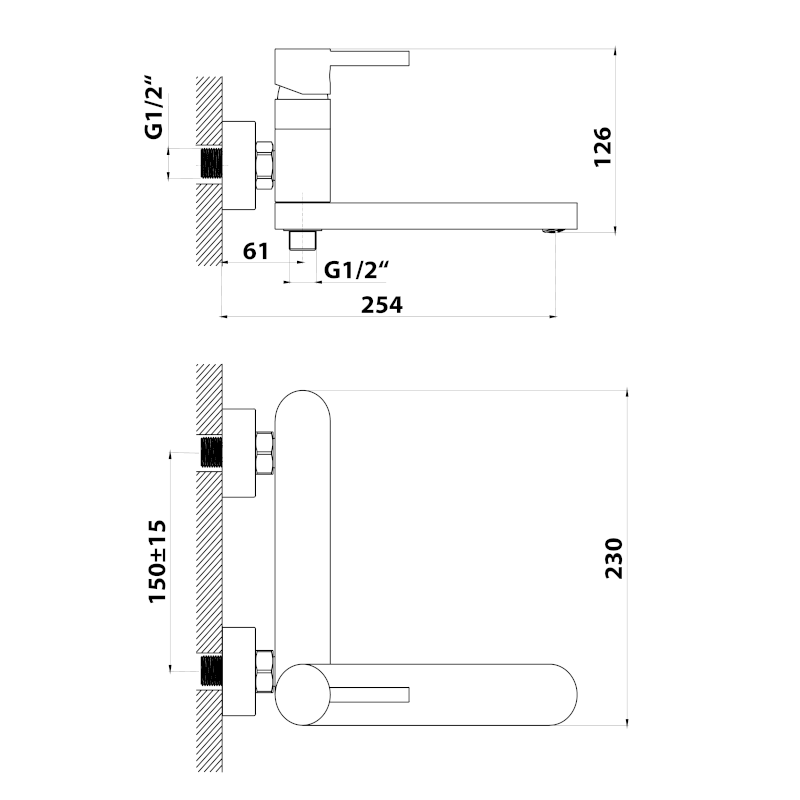 RHAPSODY nástěnná vanová baterie, otočné ramínko, chrom 5586