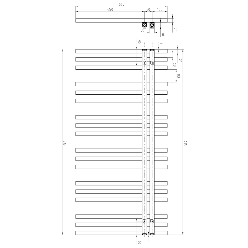 SOPHINA otopné těleso 600x1215 mm, černá mat IR702